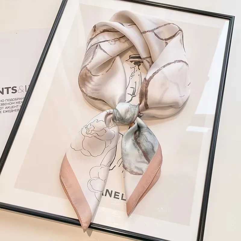 Luxury Fashion Print 7070cm Silk Square Scarf Wen Soft Satin Haiand Neckerchief Tie Fem band Foard Bag Ribbon Y251024