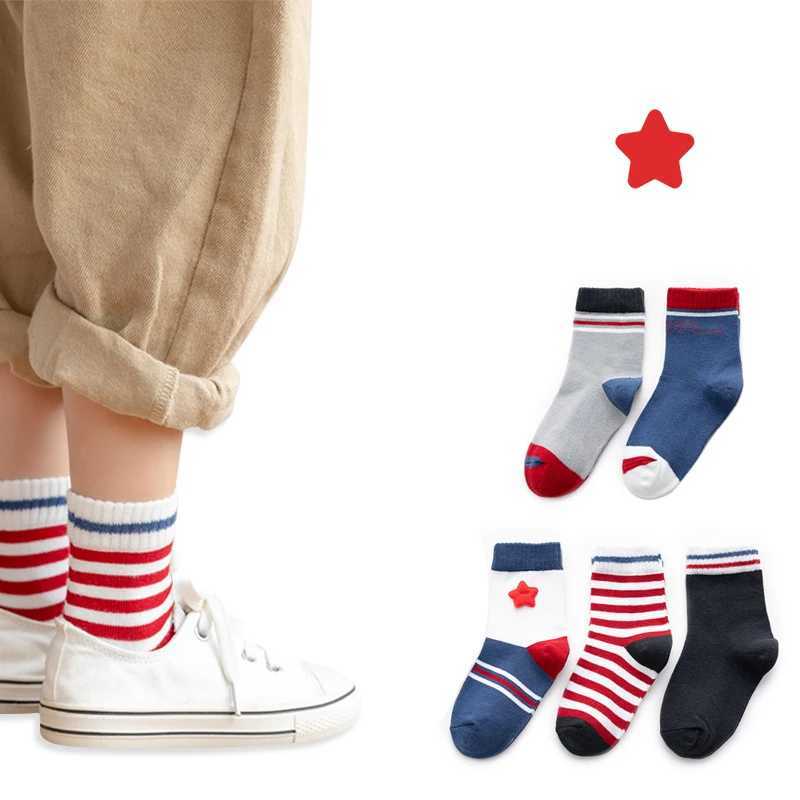 5Parislot Kids Socks Autumn Winter Cotton Baby Socks Red Star Cool Children Socks Fashion Striped Boys Socks J251024
