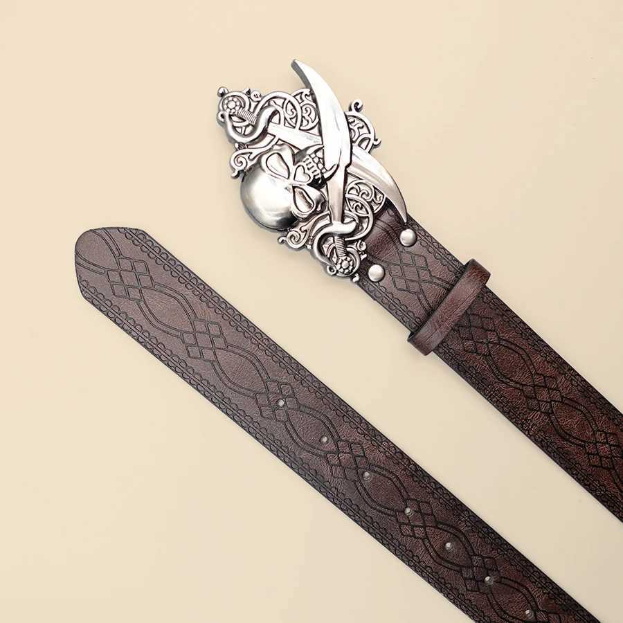 Brown Skull Unisex Waist Belt Street Style Retro Belt Can Be Paired with Jeans Dresses Suits Shirts W251024