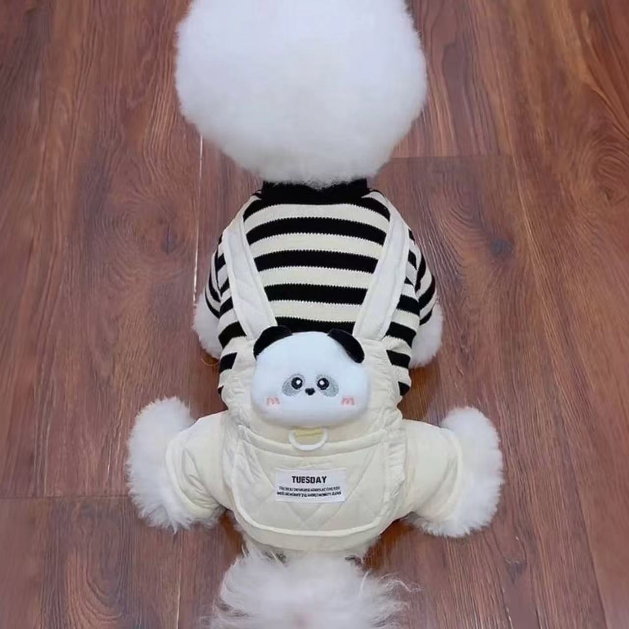T1813 dog clothes autumn and winter cute four-legged clothes plus velvet warm can pull small and medium-sized dogs Pomeranian Teddy Bichon winter