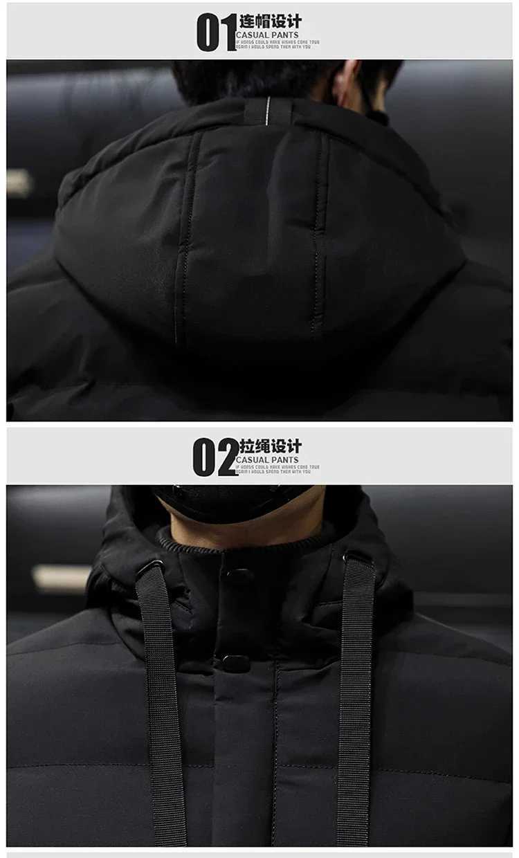 Mens Long Windbreaker Men Thick Warm CoatsWinter Outerwear Male Thick Big Size Parkas Casual Warm Cotton Padded Thermal Jacket Z251024