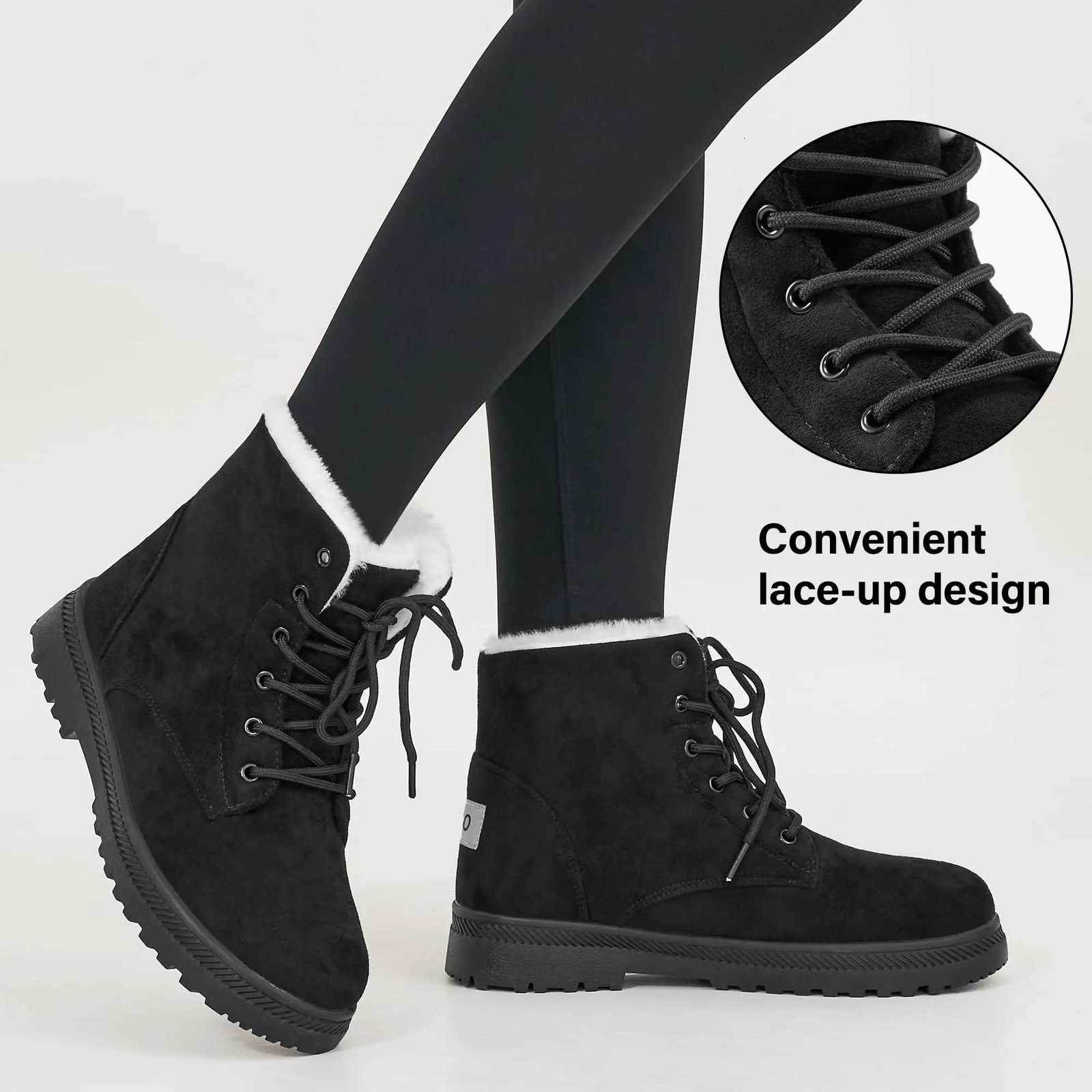 Crestar Winter Snow Boots for Women Warm Fur Lined Ankle Booties Lace Up Slip on Outdoor Walking Womens Boots Lady Fashion shoes W251024