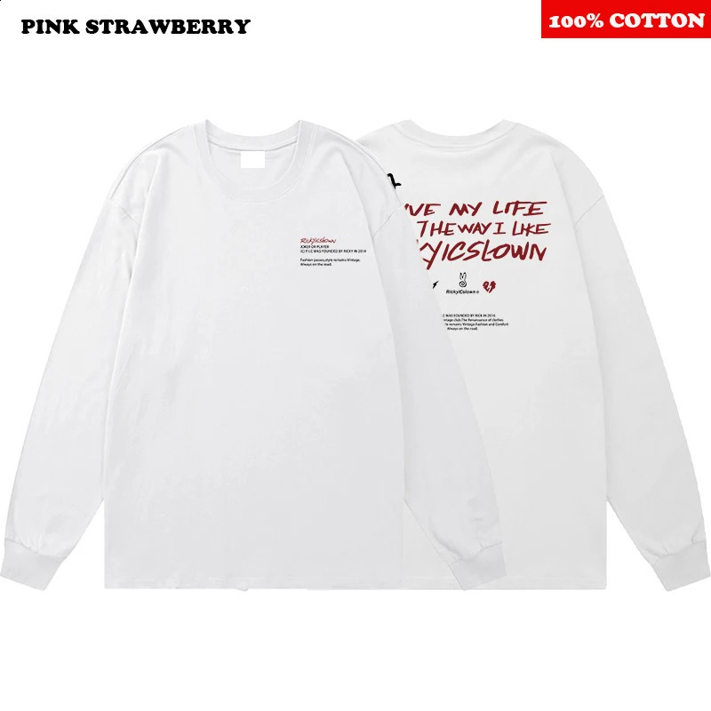High Quality Long sleeved Tshirt Men Autumn American Street Letter Print Tee Casual Loose Y2k Tops Youth men clothing 251020