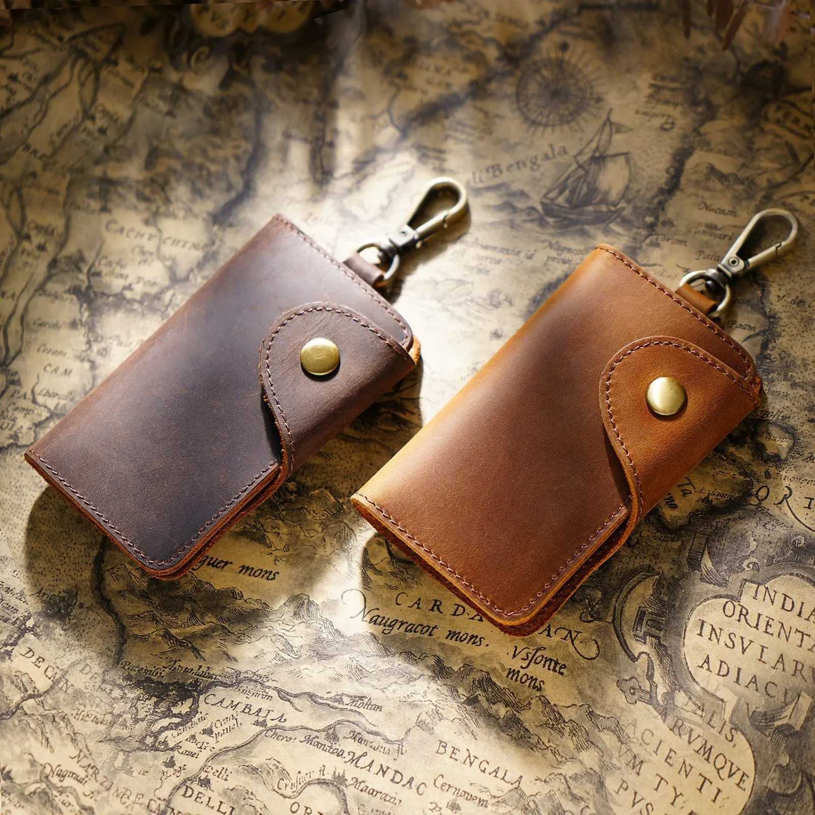Genuine Leather Key Holder Case Multifunctional Keys Organizer Pouch Card Bag Pocket Wallet Leather Mens Car Key Chain Holder Z251023