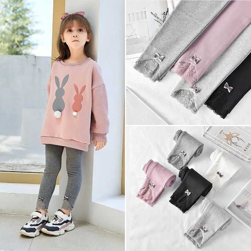 1pcs Girl Spring Autumn Kid Legging Children Tight Child Casual Pants Lace Toddler Skinny Cropped TrouserT251024