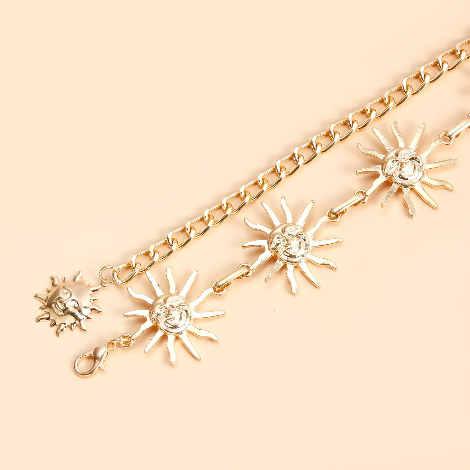 INS Miniature Metal Smiley Sun Waist Body Chain Versatile Dress Waist Accessory 251023
