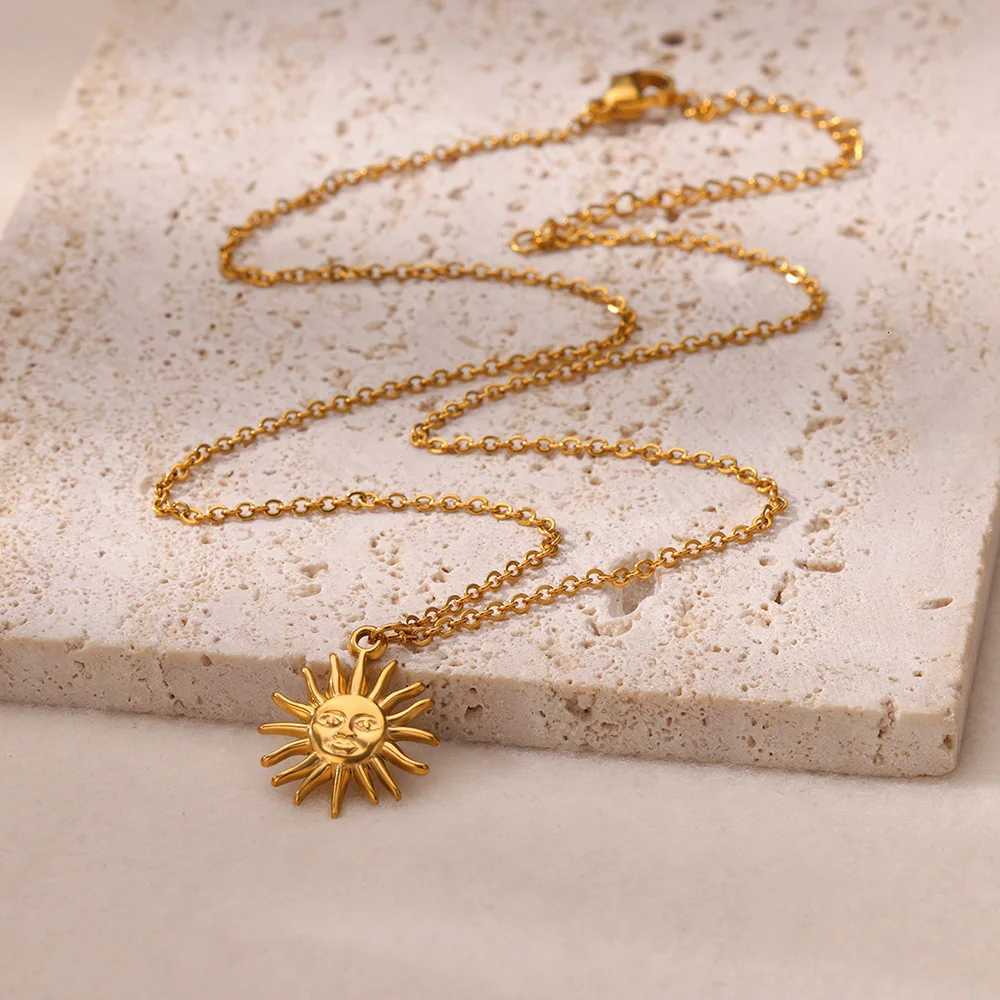 Stainl Steel Geometric Necklace For Women Fashion Sun Sunflower Pendant Clavicle Chain Aesthetic Jewelry Accories FemmeXJ251024