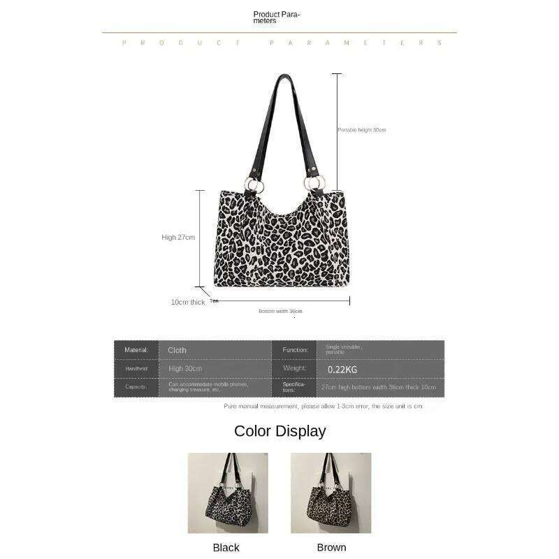 Fashion Tote Shopping And Travel Canvas New Women Popular Handbags Large Capacity Leopard Shoulder Bags