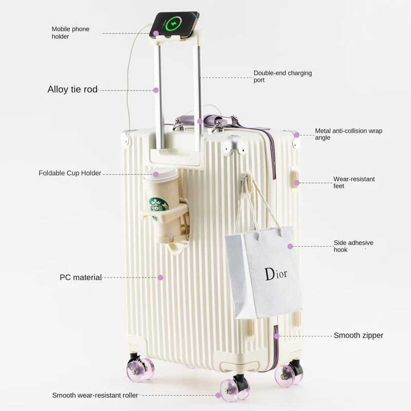 Highly Appealing Zipper Travel Suitcases Thickened Luggage Ice Roller 20 inch Carryon Suitcase 22242628 inch valise voyageW251024