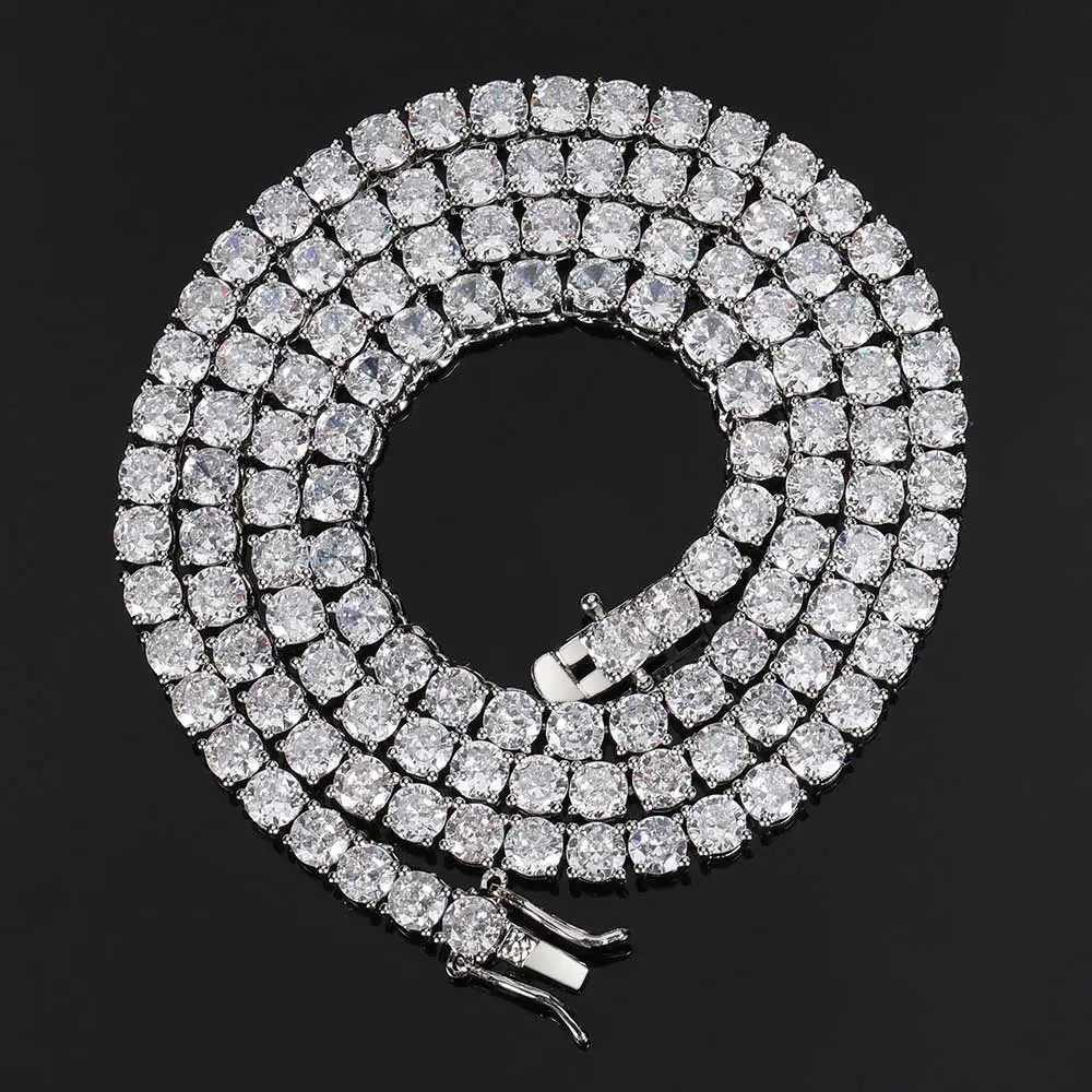 Hip Hop Jewelry 1 Row d Out Tennis Chain Bling CZ Men Diamond Cubic Zirconia Choker Necklace Women Drop ShippingXJ251024