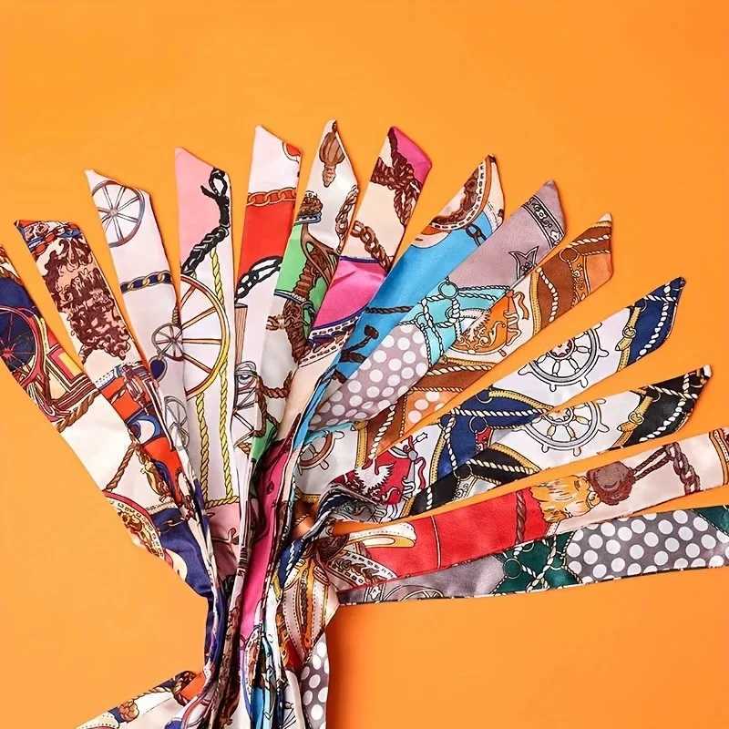 10Pcs Wens Paisley Print MtiUse Scarves Elegant Long Haiands Neck Scarves Bag Strs DIY Craft Hair Scarf Accories Y251024