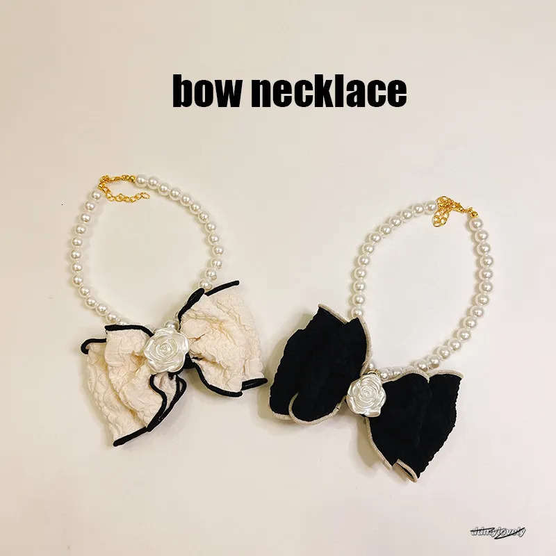 Pet Dog Necklaces With Bowknot Pearl For Kitty & Puppy - High-Grade Cat Necklace Jewelry Ddmylovely