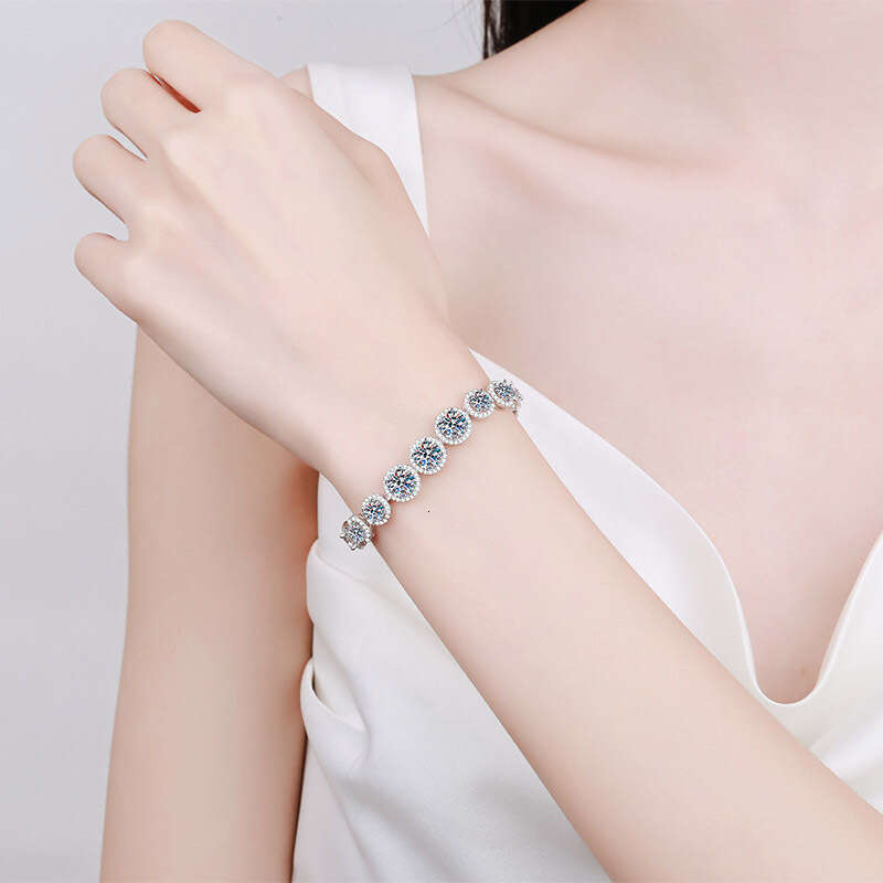 DHCollections-- Sterling Sier for Women, Moissanite Bracelet with PT950 Gold Plating