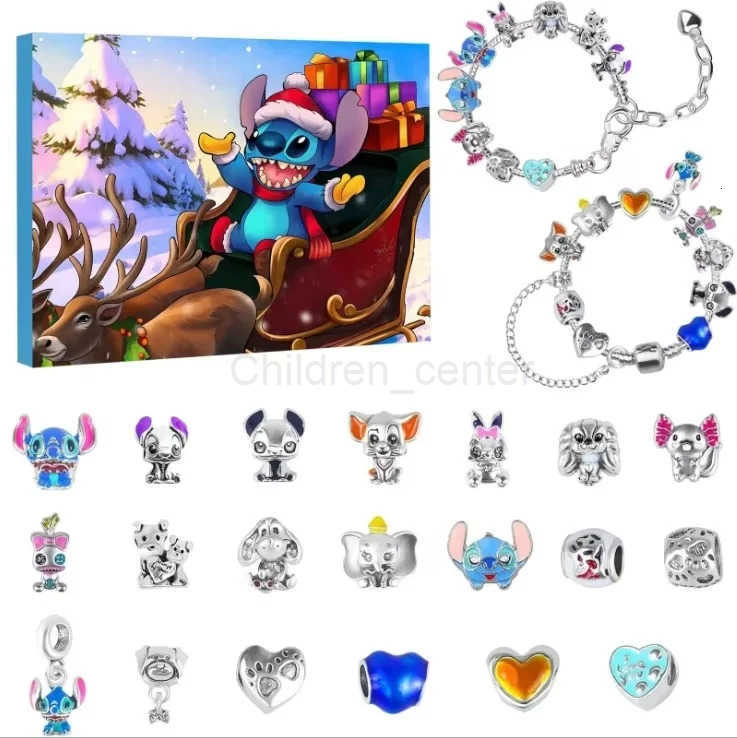 Disney Christmas DIY Stitch & Mickey Mouse Advent Calendar Bracelet Craft Set for Kids - Perfect Holiday Counting Down Accessory