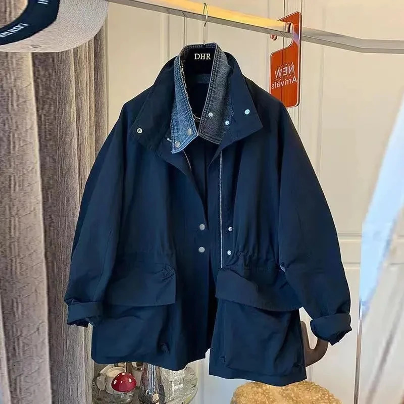 Spring Autumn TwoPiece Spliced Outwear Womens Casual Joker Longsleeved Jacket Workwear Long Trench Coat The Win 251021