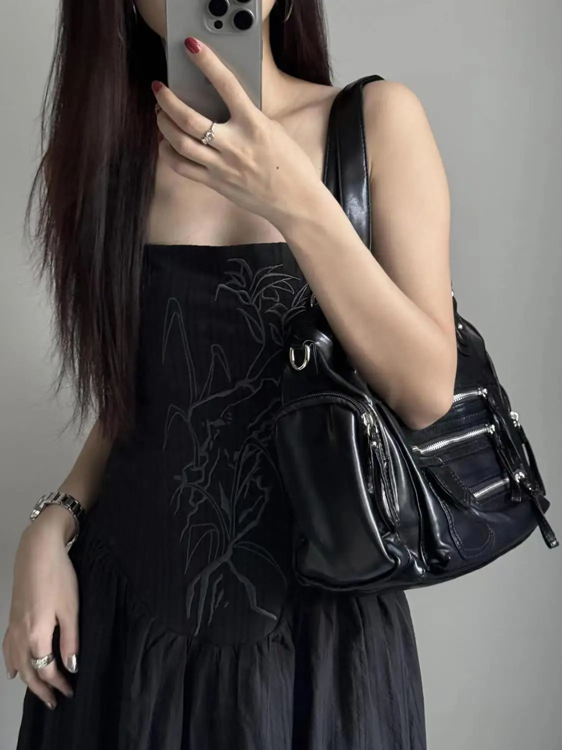 JIAERDI Vintage Black Shoulder Bags Purse Women High Street Pocket Chic Y2k Handbag Female Harajuku Casual Crossbody Bags 2025 251023