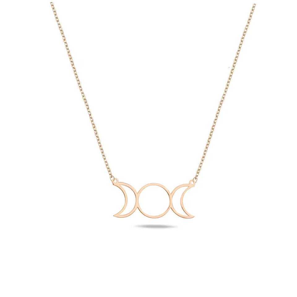 Triple Moon Godd Sun Pentagram Stainl Steel Hecate Necklaces Witch Luna Necklace Jewelry esotericos y brujeriaXJ251024