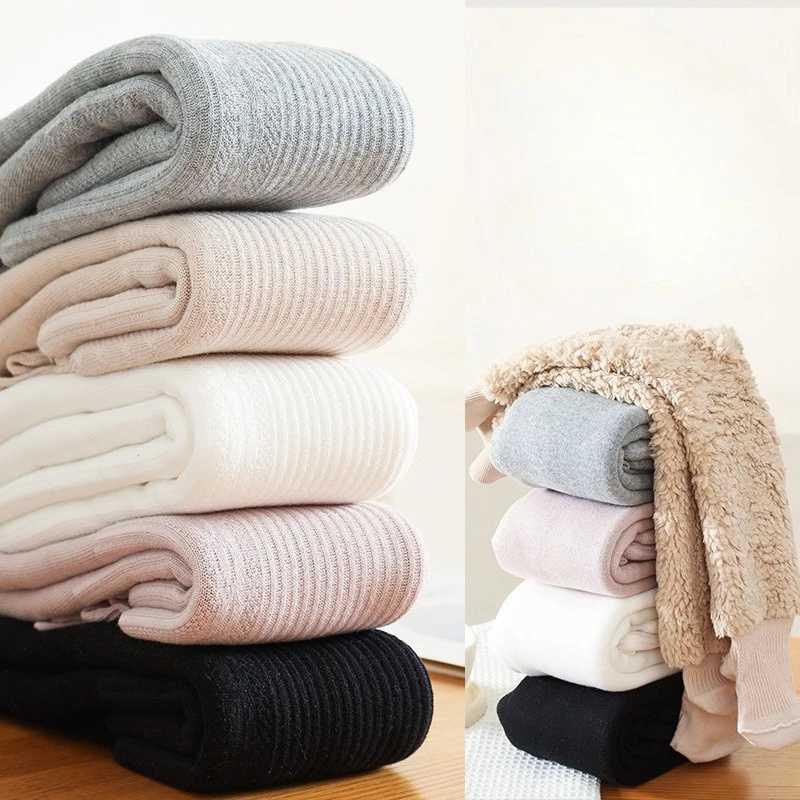 Fleecelined Girls Leggings Autumn Winter Childrens Tights Warm Lamb Fleece Solid Color Kids Boys Baby Tights InfantT251024