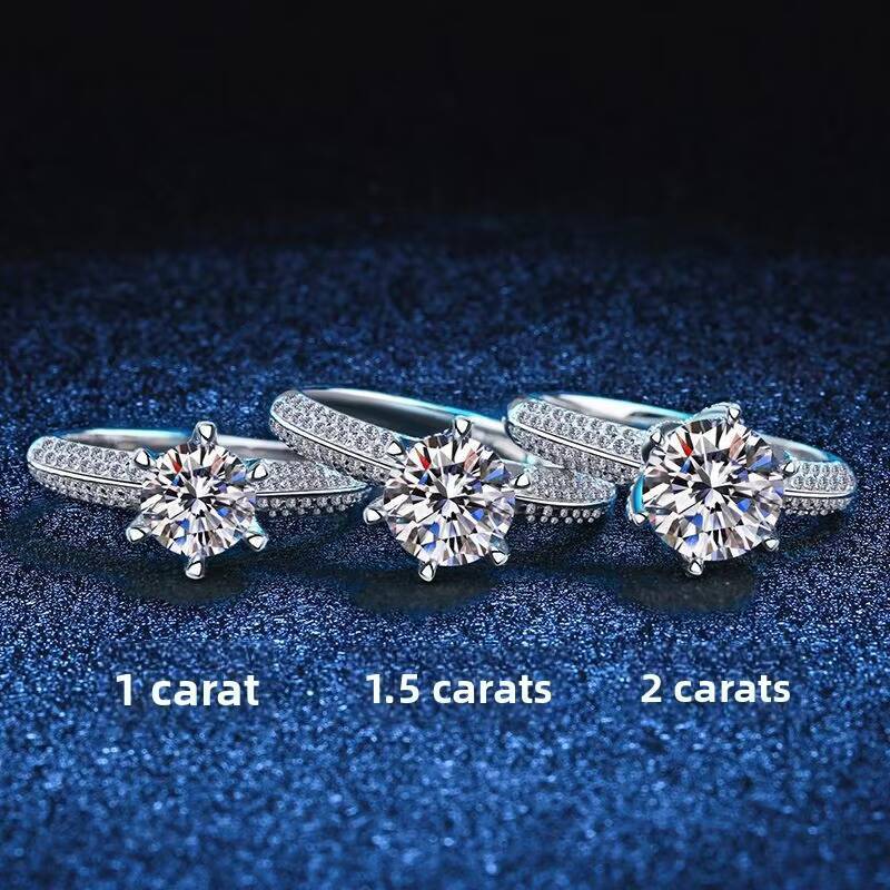 Wholesale Factory Direct 925 Silver Moissanite Solitaire Engagement Ring CertifiedElegant Style