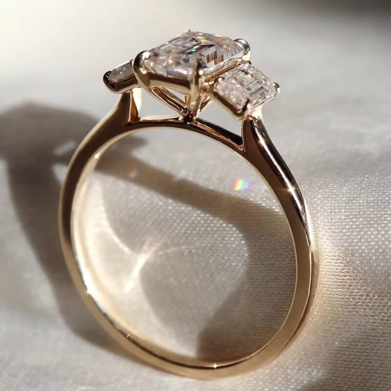 Custom GRA Vvs Moissanite Solid Gold Emerald Radiant Oval Pear Cut Engagement Ring 925 Silver 10K 14K 18K Diamond for Women Men