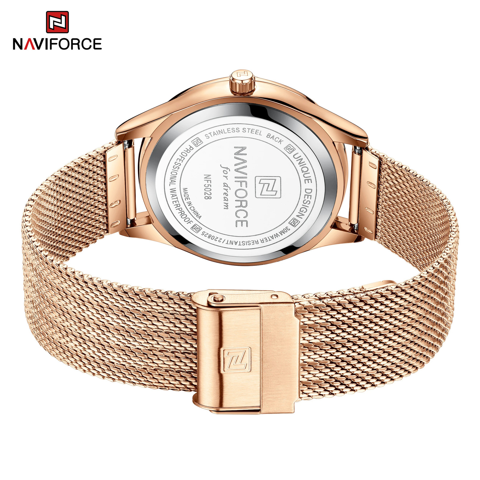 Naviforce 5028 Original Round Watch For Woman Waterproof Ladies Mesh Watch Fashion Stainless Steel Quartz Womens Clock 251021