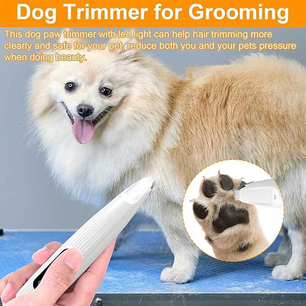 Portable Dog Paw Trimmer with Led Light Rechargeable Cordless Nail Grinder Shaver for Cats And Other Pets Nail Grooming Tools Z20251024