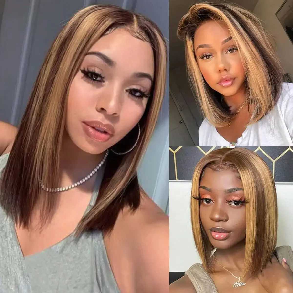 Bob Wig 13x4 Straight Remy Hair Ombre 427 Highlight Wigs Human HairTransparent Lace Front Human Hair Wig For Black Women W251023