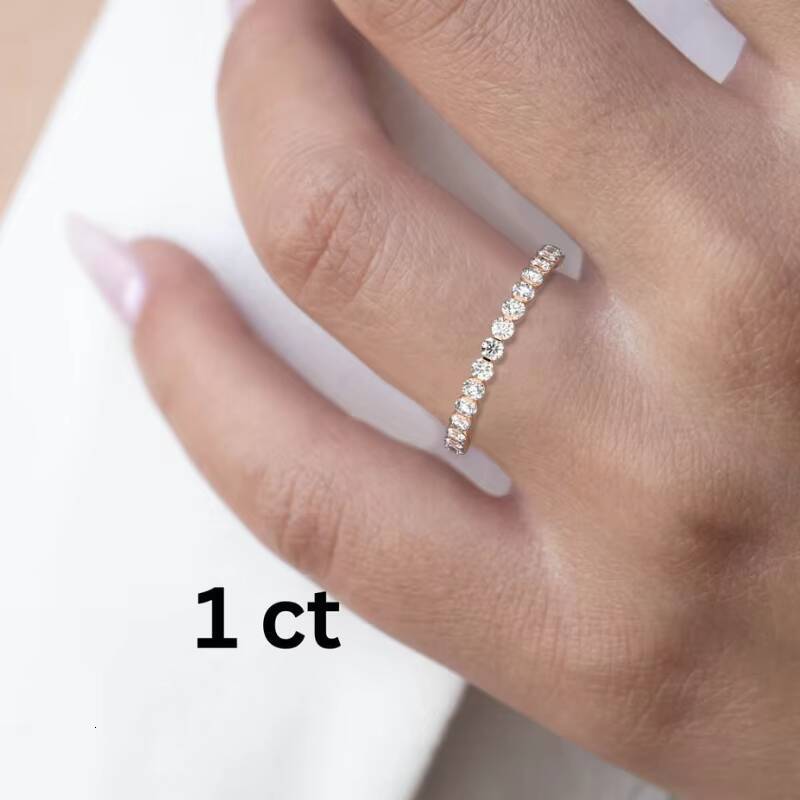 14K Gold Plated Moissanite Ring VVS Diamond Womens Full Eternity Anniversary VVS Engagement Ring