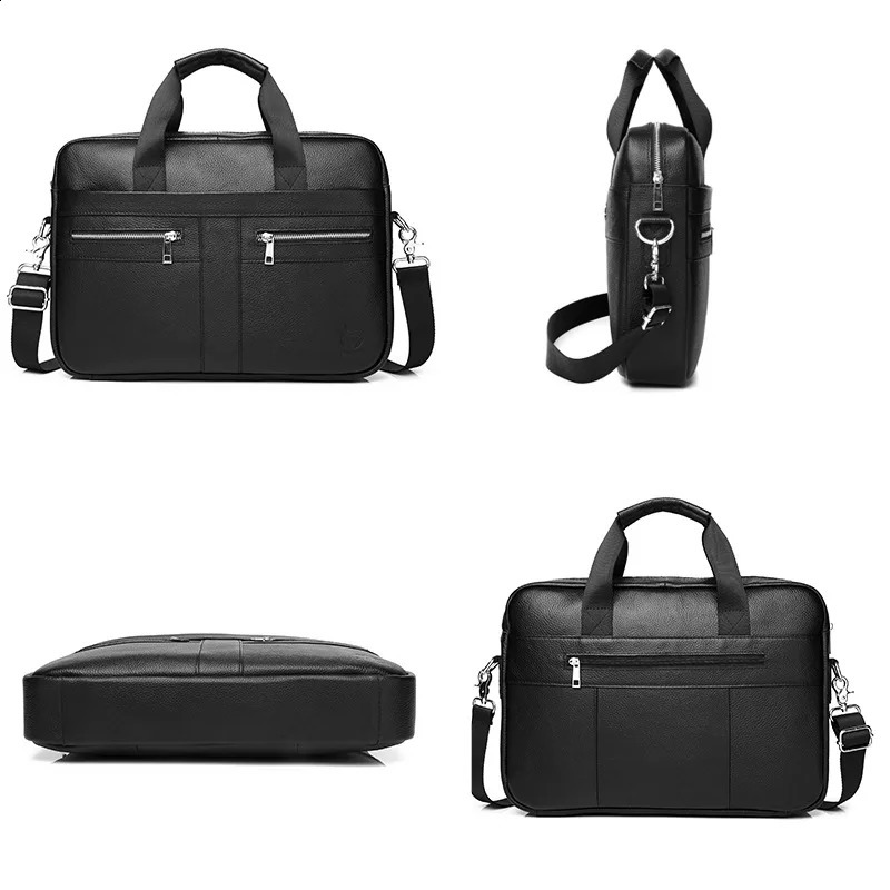 Genuine leather Mens Briefcase document bag high quality cowhide men business crossbody 16inch shoulder computer 251018