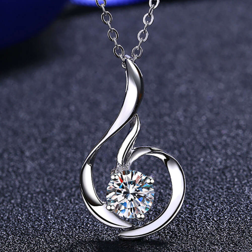 DHCollections-- Pure Sier for Women 80 Points Moissanite Swan Necklace Simulated Dia Pendant Collarbone Chain