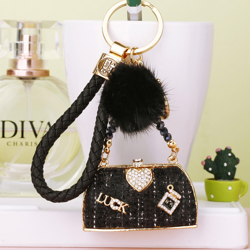 Lucky Wealth Creative designer Mink Fur Bag Keychain Cute Car & Bag Charm, Exquisite Key Chain (Wholesale)
