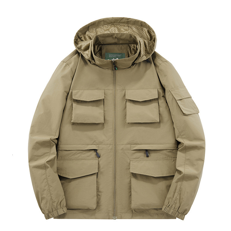 Men's Multi-pocket Jacket With Hood, Designer Hoodie Jacket Tracksuit Men Polo Veste Coat Casual Windproof And Waterproof Outdoor Jacket