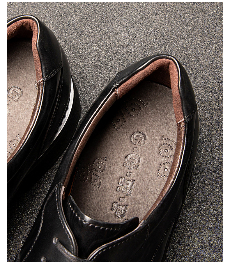 Fetal cowhide leather shoes, formal laces, genuine leather hand-scratch pattern, men's shoes, high-end thick soles for heightening wedding, Europ