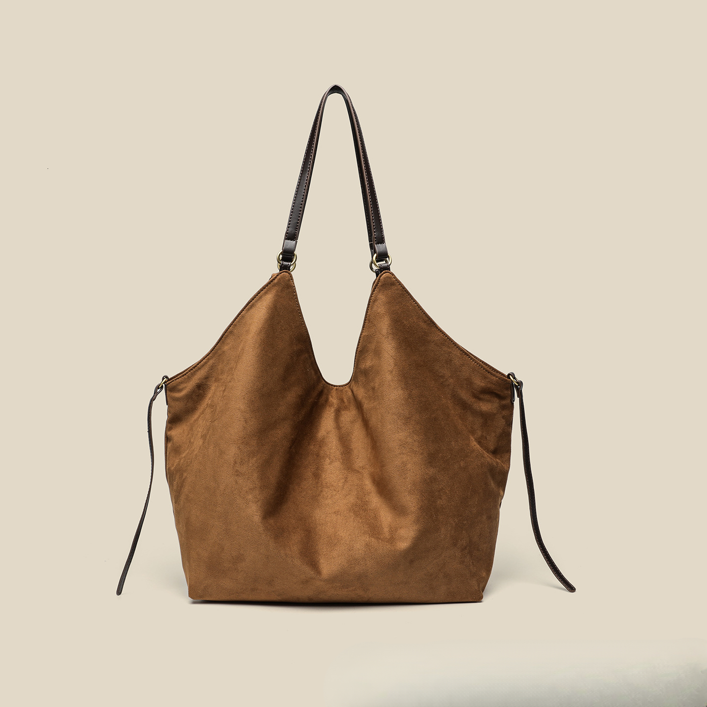 Autumn large capacity designer bag with lace up luxury handbag women's casual style armpit bag imitation deer skin velvet women's shoulder b