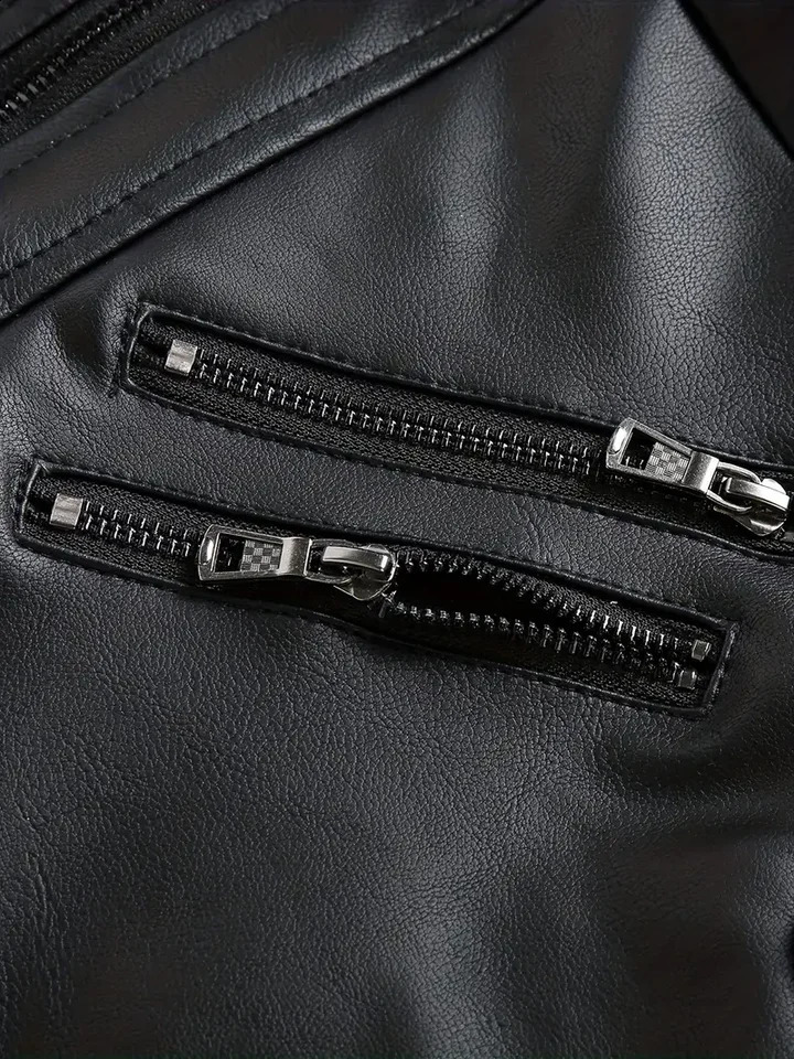 Motorcycle Leather Jackets Man Casual Fashion Motorcycle Coat Slim Fit Lapel PU Jackets Autumn Antiwind Leather Coat Male 251023
