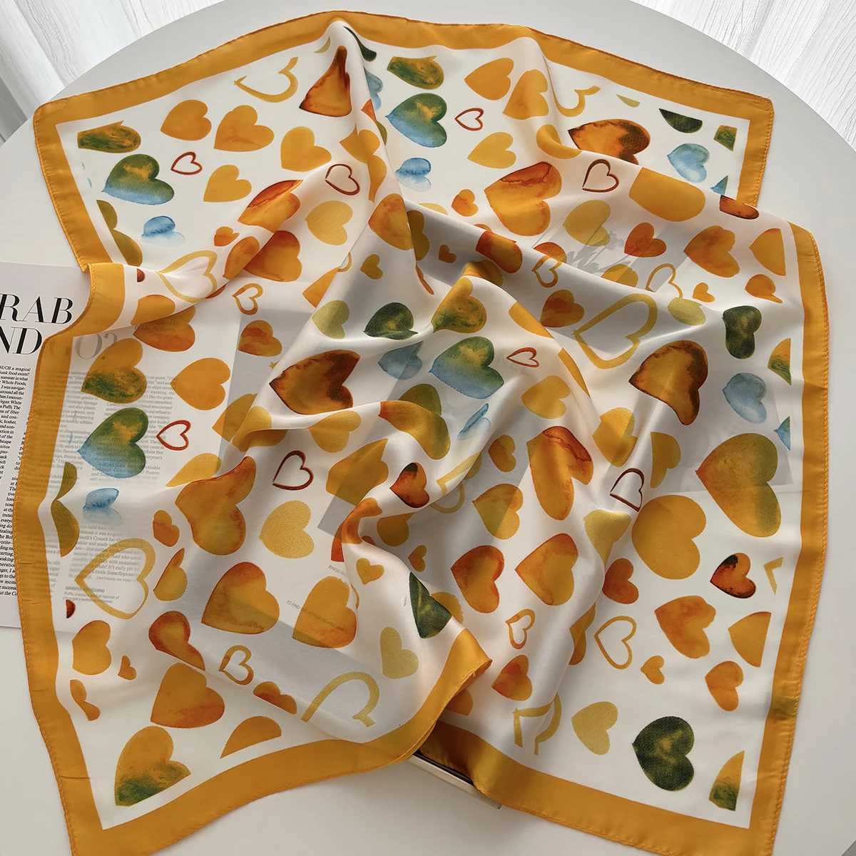 Luxury Soft Satin Print Square Scarf Wen Neckerchief Spring Hair Band Foard Bandana Echarpe Tie Shl Wrs Y251024