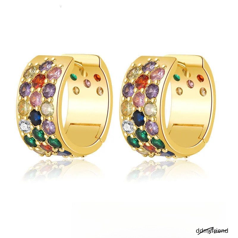 Vintage Style Round Earrings For Women - Inlaid Zircon, Geometric Design, Colorful Accent Ddmyfriend
