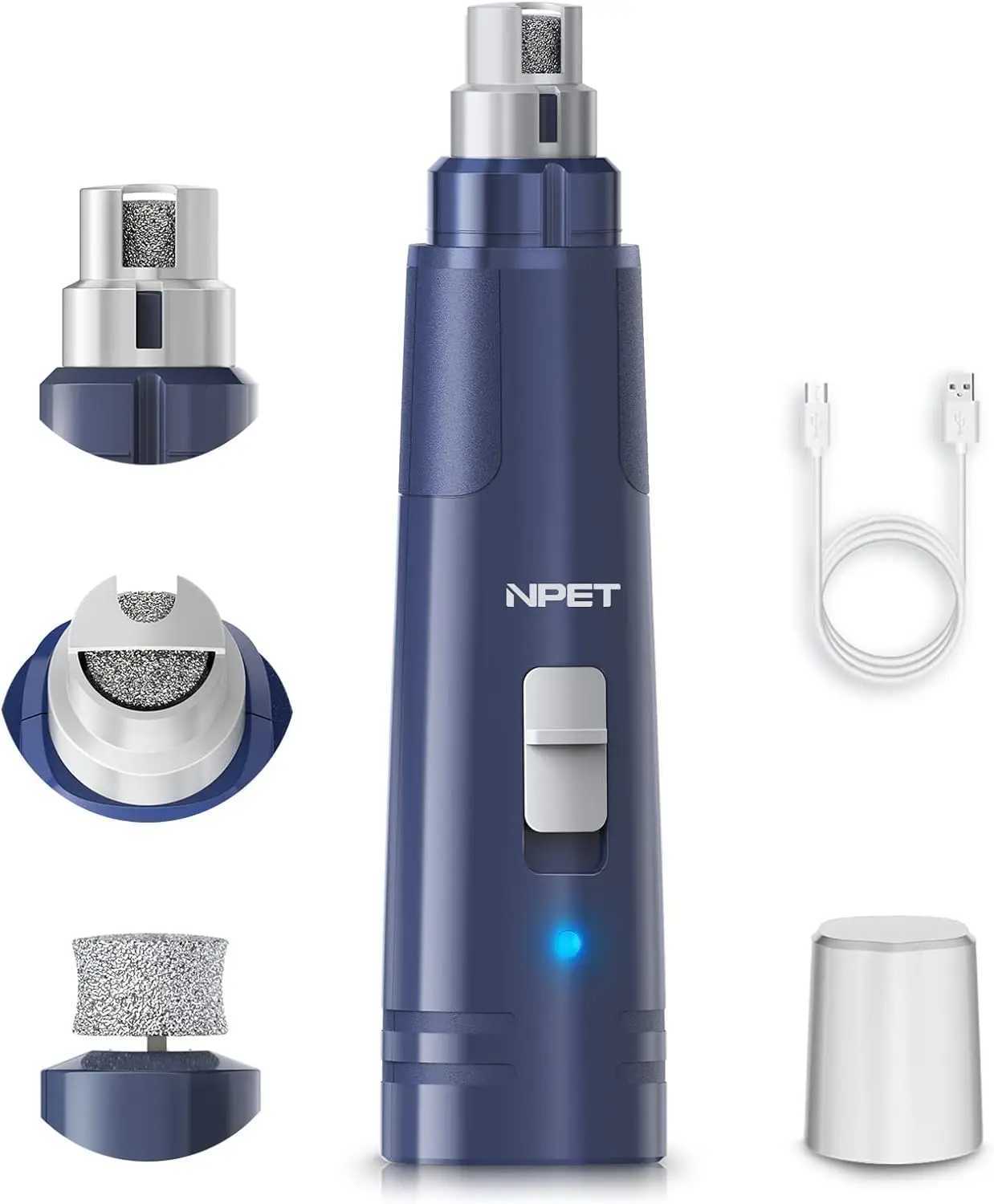 NPET Dog Nail Grinder with Guard 2 Speed Pet Nail Trimmer with LED Light Powerful Paw Grooming for Small Medium Cats Dogs Z20251024
