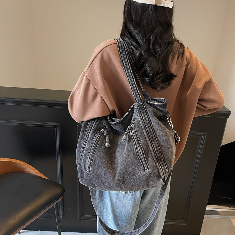 Handbag Denim Fashion Niche Design Casual Tote Simple Lightweight Large Capacity Versatile Crossbody Bag