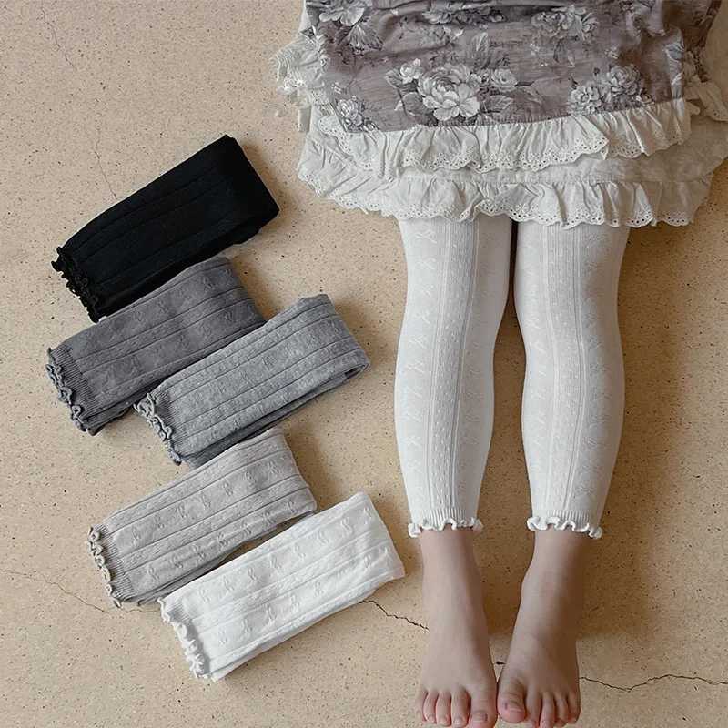 Spring Warm Girls Pants Solid Color Cotton Baby Leggings Lace Flower Skinny Pants Girl Leggings Children TrousersT251024