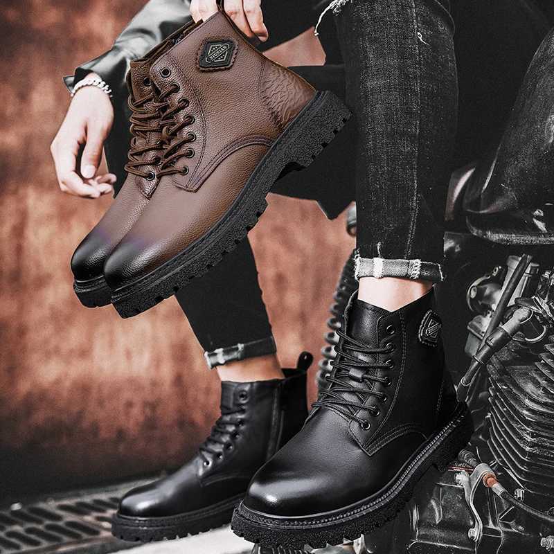 Thermal Boots for Men Winter Shoes Thick Warm Lining AntiSkid Sole Mens Casual Ankle Boots High Top Lace Up Snow Boots W251024