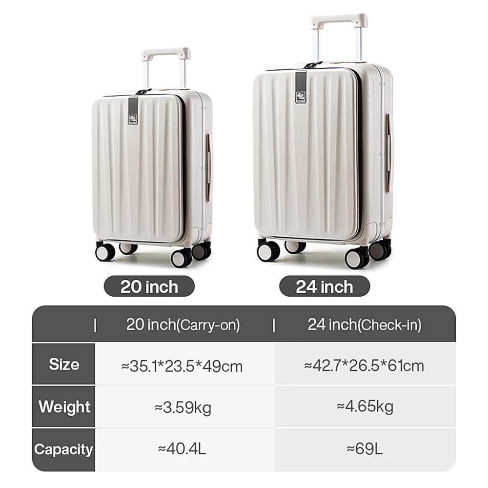 Hanke Innovative Design 20 Carry On Suitcase 24 Travel Luggage Aesthetic Narrow Aluminum Frame PC Hardside Spinner Wheel H9860W251024