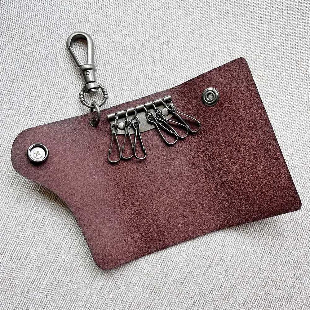 Handmade Tanned Leather Key Chain Wallet Manmade Genuine Leather Key Purse Keychain Wallet Z251023