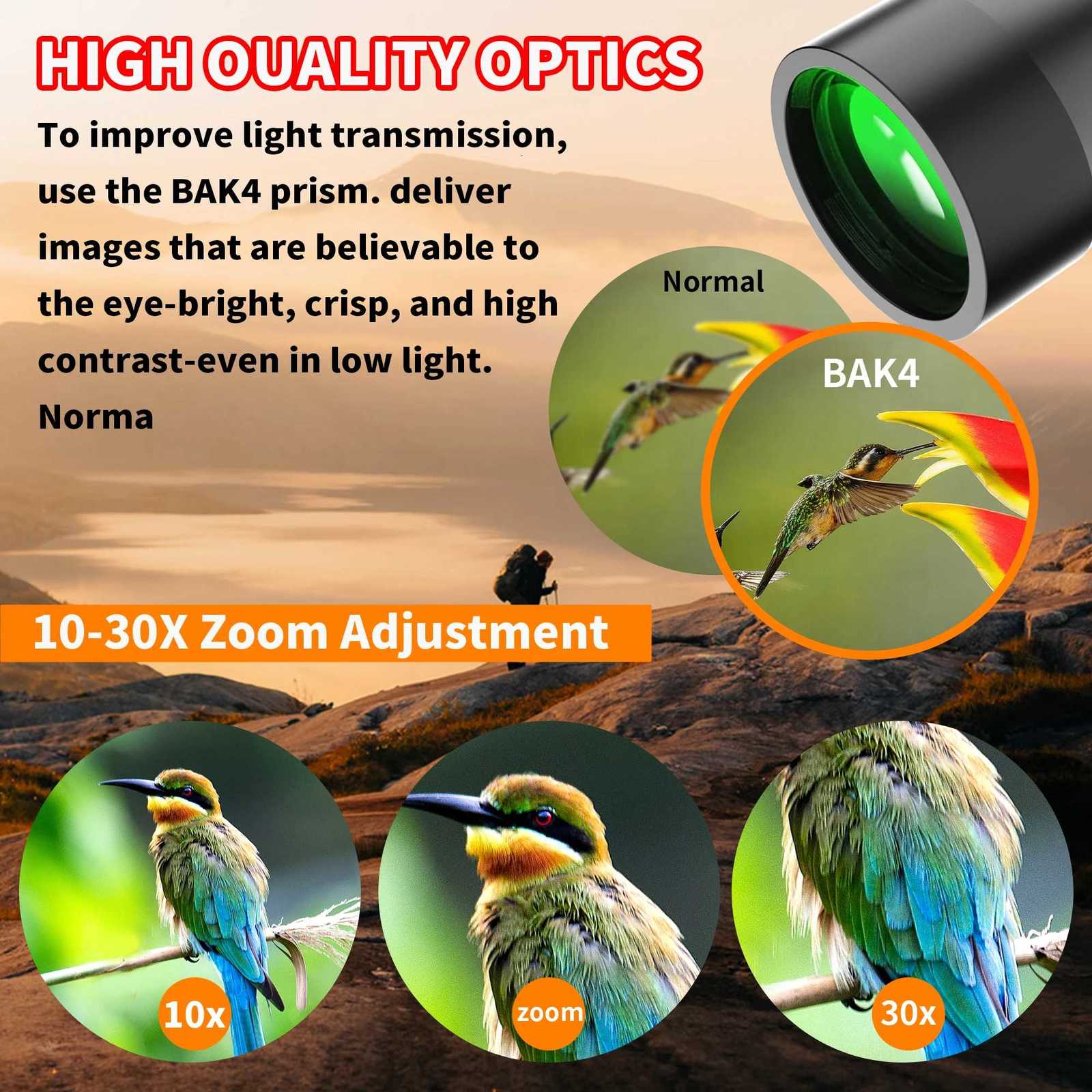 Binoculars HD 1030X60 Tescope Profional Powerful High Magnification Long Range Portab 4 Prism For Cam Hunting Y251017