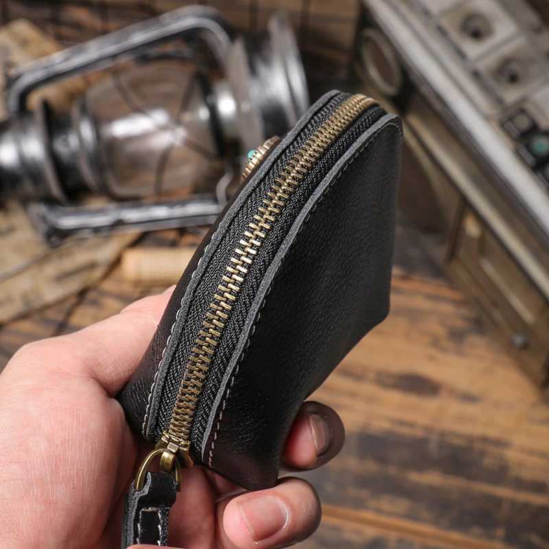 LUOKIR High Grade Real Leather Coin Purse Mens Fashion Key Bag Women Luxury Small Wallet Bank Card Bluetooth Headset Organizer Z251023