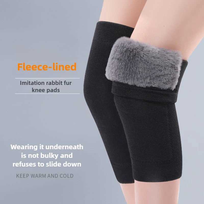 1 Pair Winter Thickened Plush Warm Knee Pads SXXL Men Women Old Cold Legs Thermal Knee Protectors Ideal for Sports Daily UseW251024