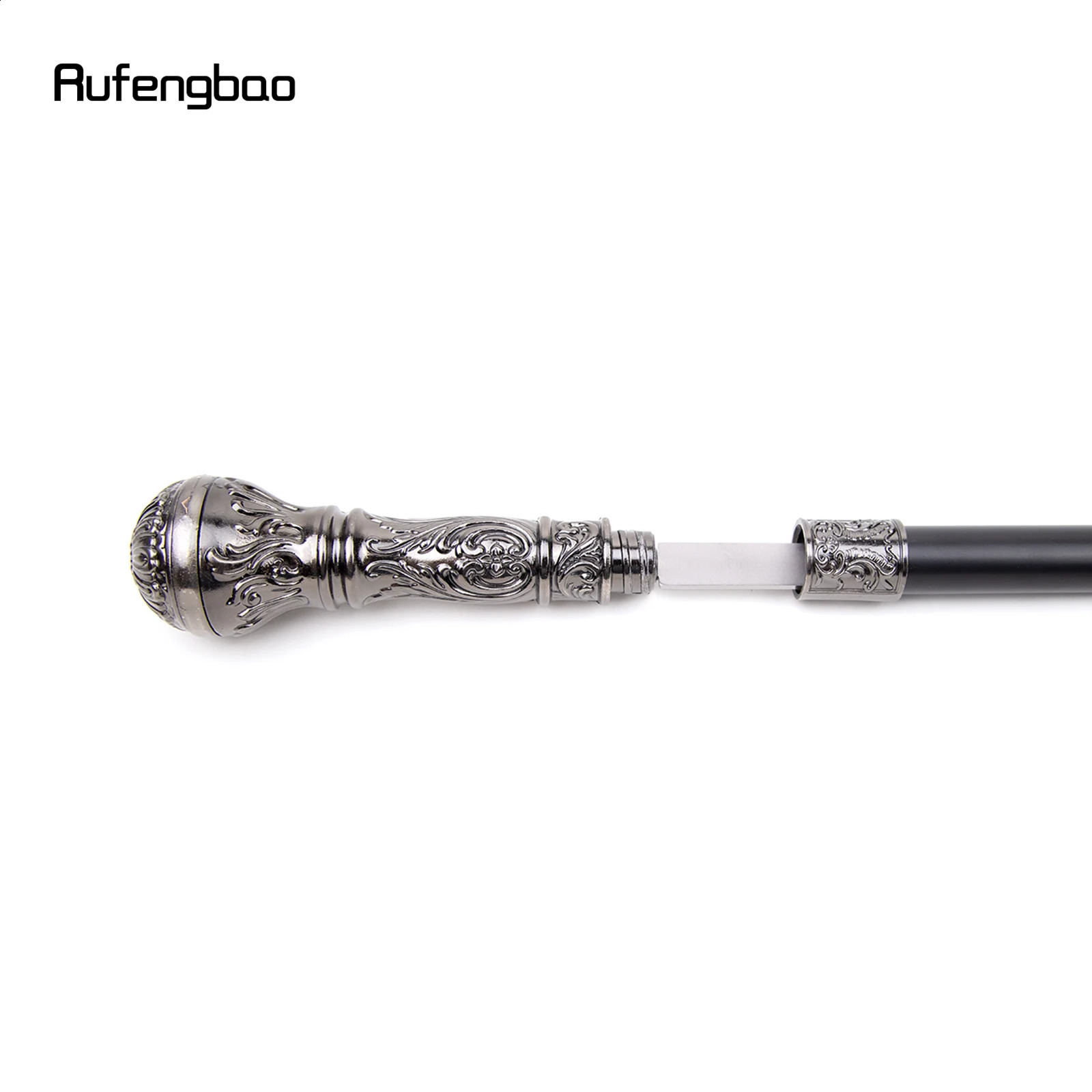 Silver Round Handle Walking Stick with Hidden Plate Self Defense Fashion Cane Plate Cosplay Crosier Stick 93cm 251022