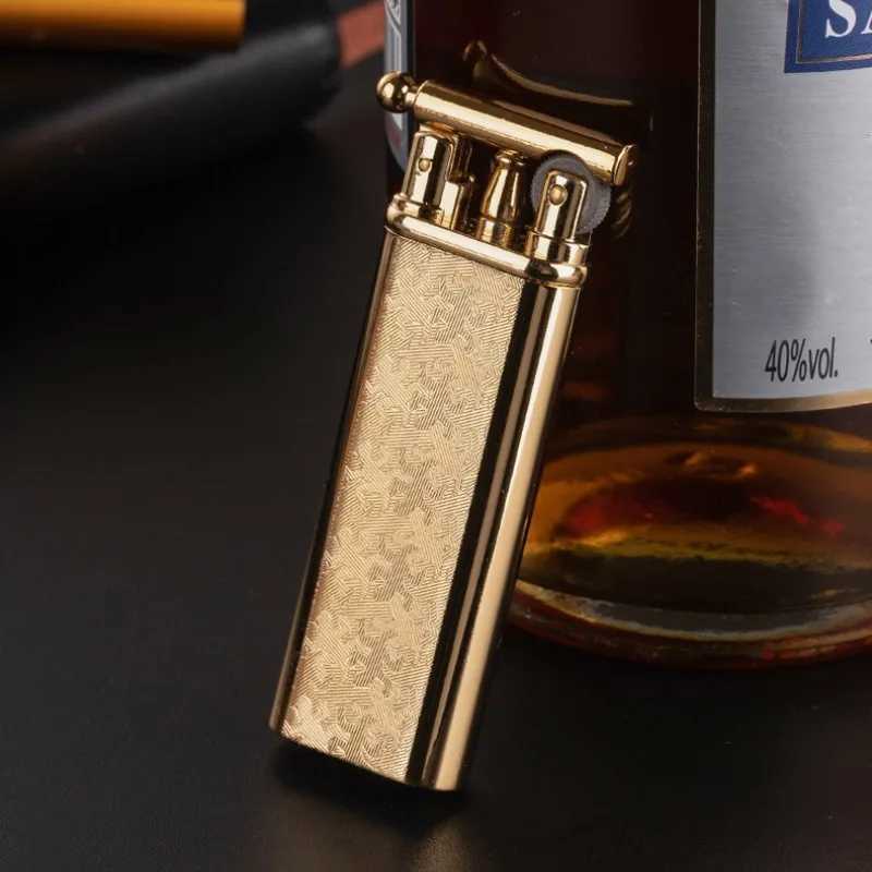 Inflatable Butane Gas Lighter Retro Grinding Wheel Double Sided Relief PortableSmoking Accessories High Flame Cigarette Lighters1 D251024