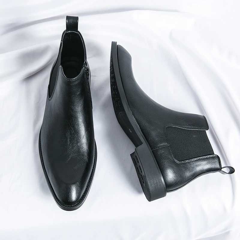 British Style Chelsea Boots for Men Casual Slip on Ankel Boots Business Dress Leisure Walk Shoes Split Leather Male Basic Boots W251024