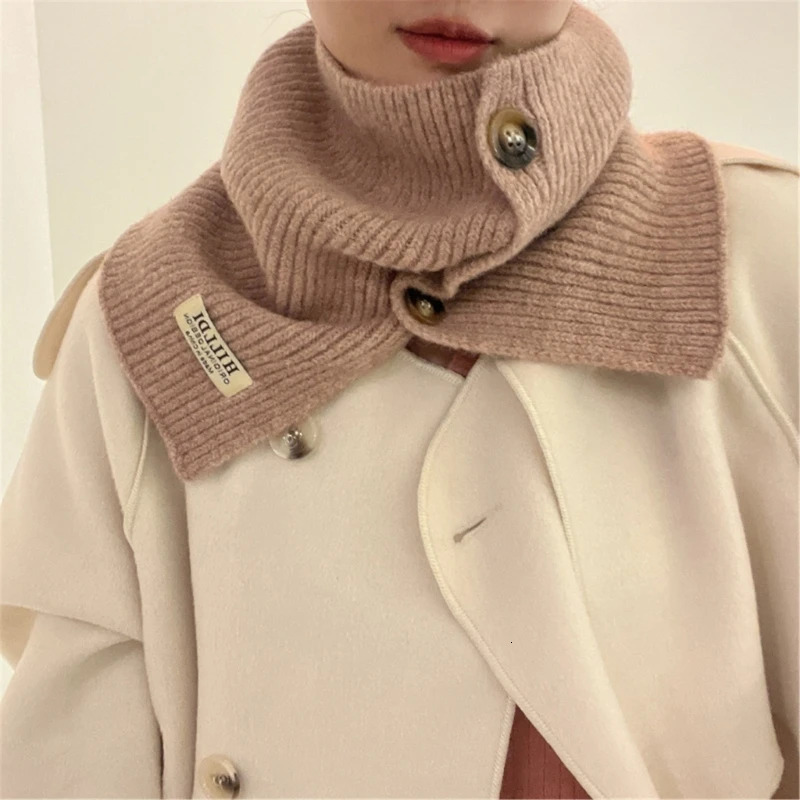 Cable Knit Wrap Button Scarf Winter Warm AllMatching Button Scarf Neck Protections Knit Neckerchief Windproof M6CD 251020
